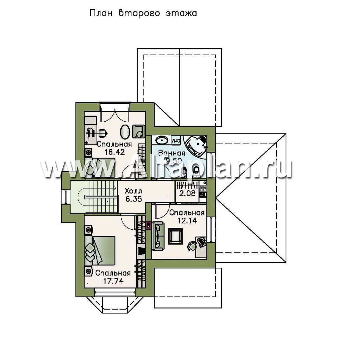 Проекты домов Альфаплан - «Примавера» - компактный дом с гаражом-навесом - план проекта №2
