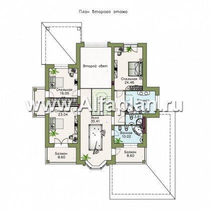 Проекты домов Альфаплан - «Первый класс» - современная классическая вилла - превью плана проекта №2