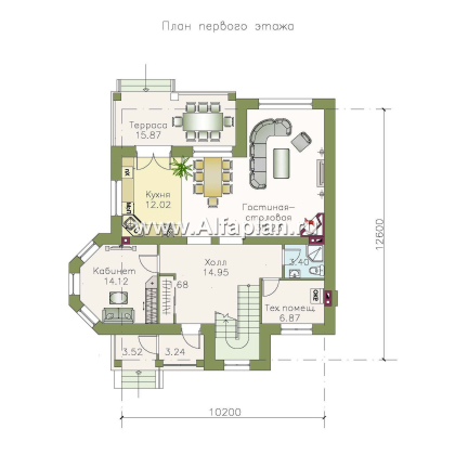 Проекты домов Альфаплан - «Маленький принц» - компактный и комфортный коттедж - превью плана проекта №1