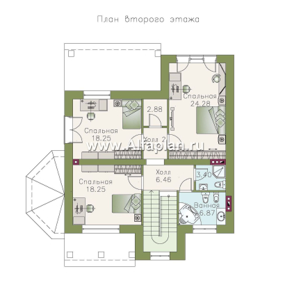 Проекты домов Альфаплан - «Маленький принц» - компактный и комфортный коттедж - превью плана проекта №2