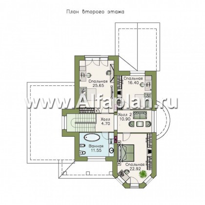 Проекты домов Альфаплан - «Эллада» - компактный особняк с гаражом-навесом - превью плана проекта №2