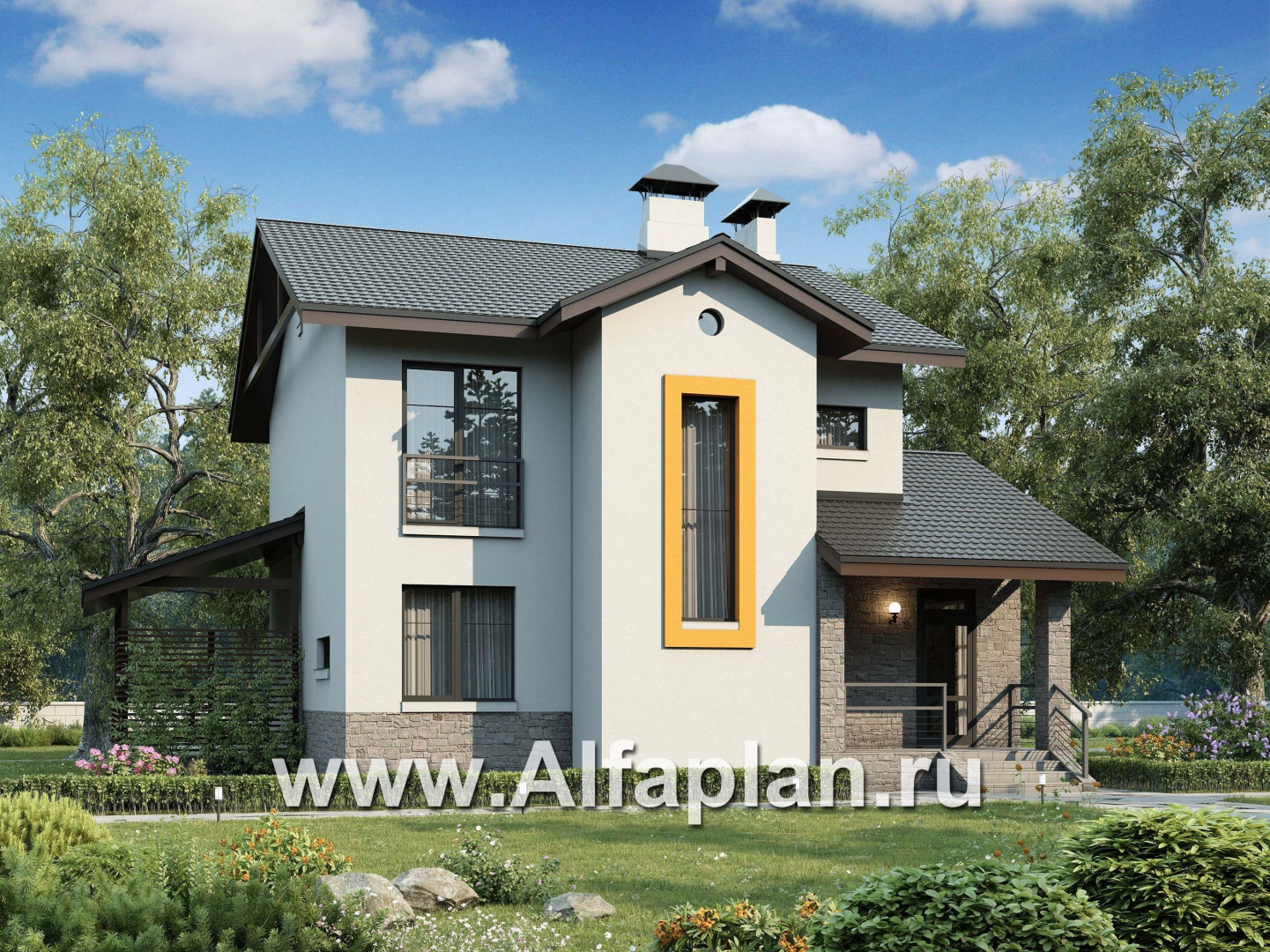 Проекты домов Альфаплан - «Скандинавия» - современный дом с удобным планом - основное изображение