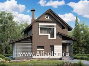 «Эль-Ниньо» - проект дома с мансардой в скандинавском стиле, с террасой, для узкого участка