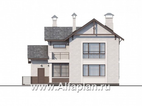 «Флагман» - проект двухэтажного дома, планировка с кабинетом на 1 эт, с террасой, в скандинаввском стиле - превью фасада дома