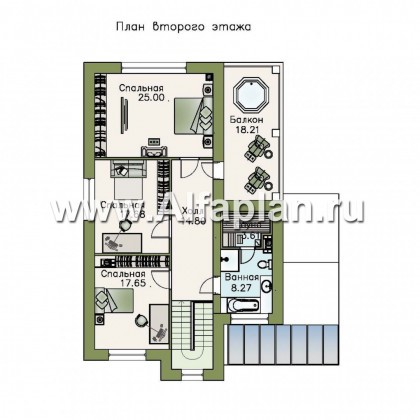 «Флагман» - проект двухэтажного дома, планировка с кабинетом на 1 эт, с террасой, в скандинаввском стиле - превью план дома