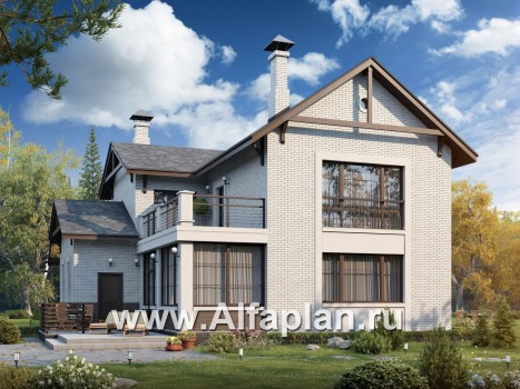 «Флагман» - проект двухэтажного дома, планировка с кабинетом на 1 эт, с террасой, в скандинаввском стиле - превью дополнительного изображения №1