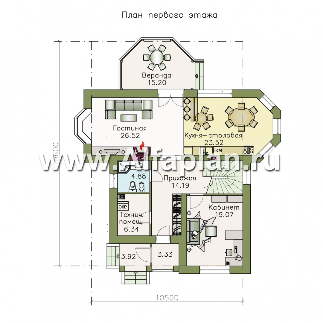 Проекты домов Альфаплан - «Белоостров»- классический коттедж с удобной планом - план проекта №1