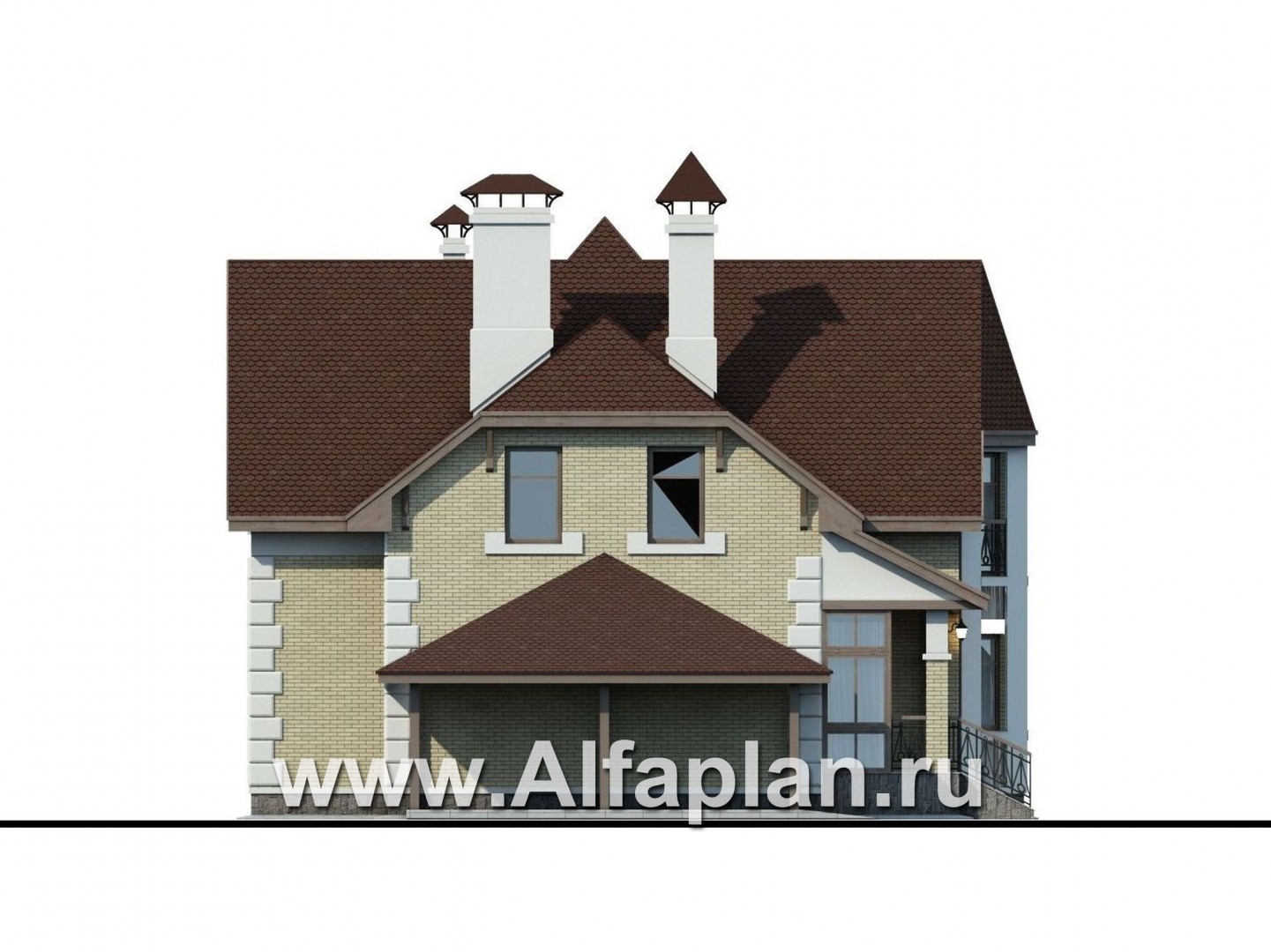 Проекты домов Альфаплан - «Клио» - коттедж с угловой террасой - изображение фасада №3