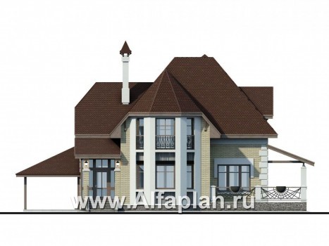 Проекты домов Альфаплан - «Клио» - коттедж с угловой террасой - превью фасада №1
