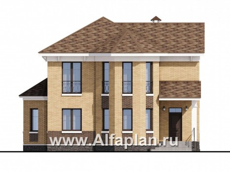 Проекты домов Альфаплан - «Классика»- двухэтажный особняк с эркером - превью фасада №1