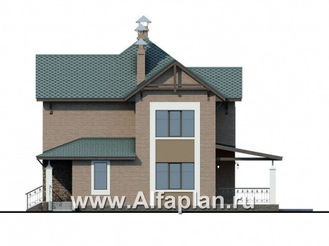 Проекты домов Альфаплан - «Магнит» - коттедж с террасами и постирочной - превью фасада №2