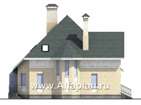 Проекты домов Альфаплан - «Соло»- небольшой коттедж с угловым зимним садом - превью фасада №4