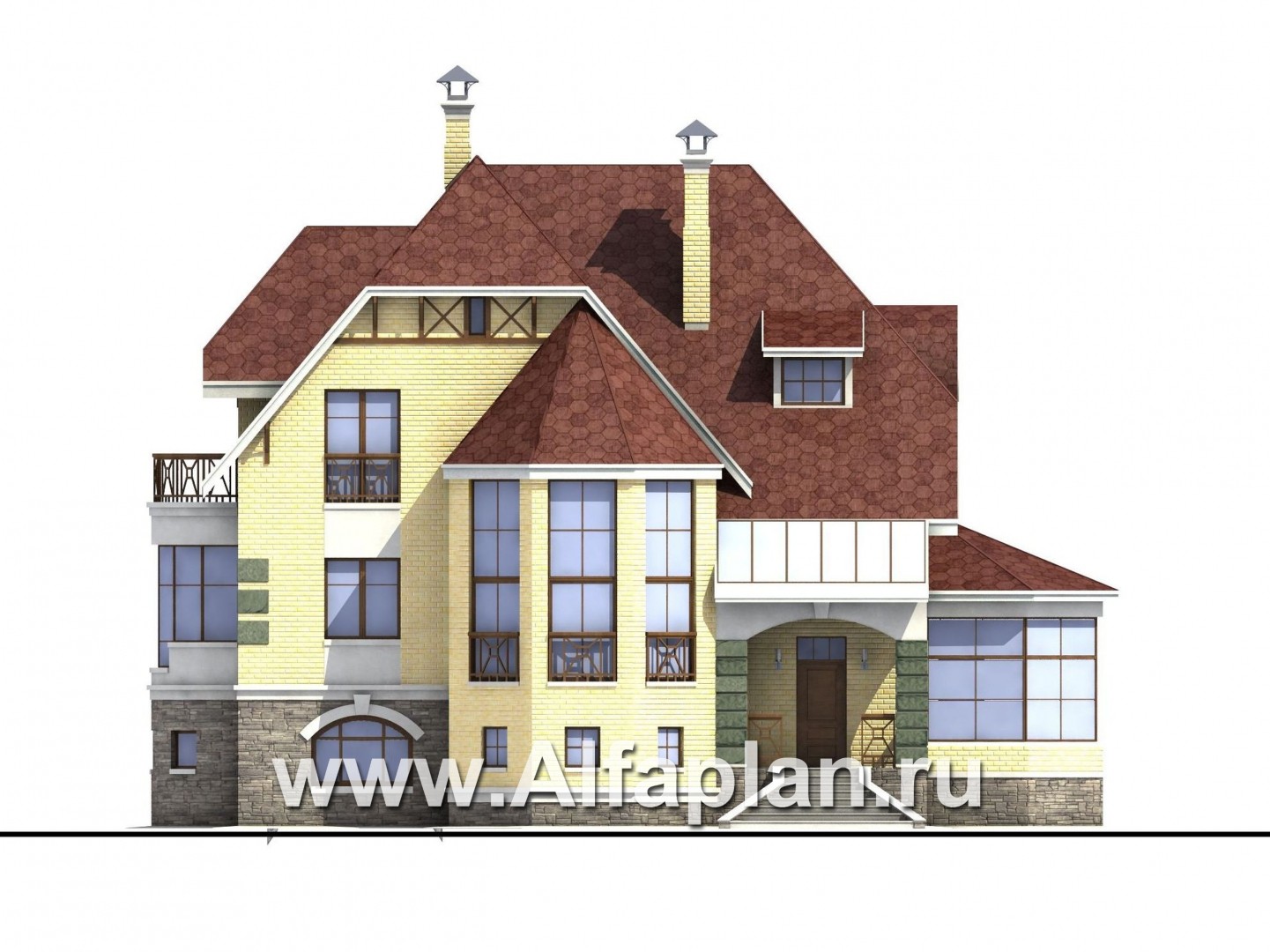 Проекты домов Альфаплан - «Каменный остров» - особняк бизнес-класса - изображение фасада №1