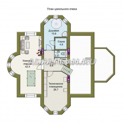 Проекты домов Альфаплан - «Каменный остров» - особняк бизнес-класса - превью плана проекта №1