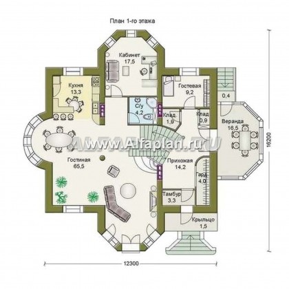 Проекты домов Альфаплан - «Каменный остров» - особняк бизнес-класса - превью плана проекта №2