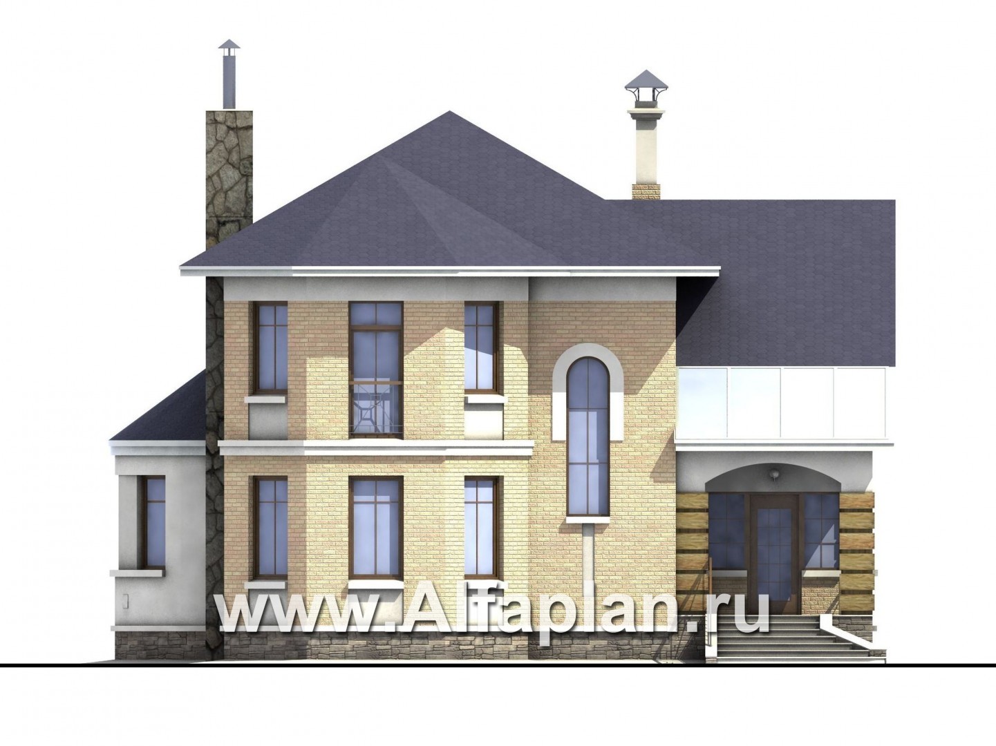 Проекты домов Альфаплан - «Ювенил» - двухэтажный загородный дом - изображение фасада №1