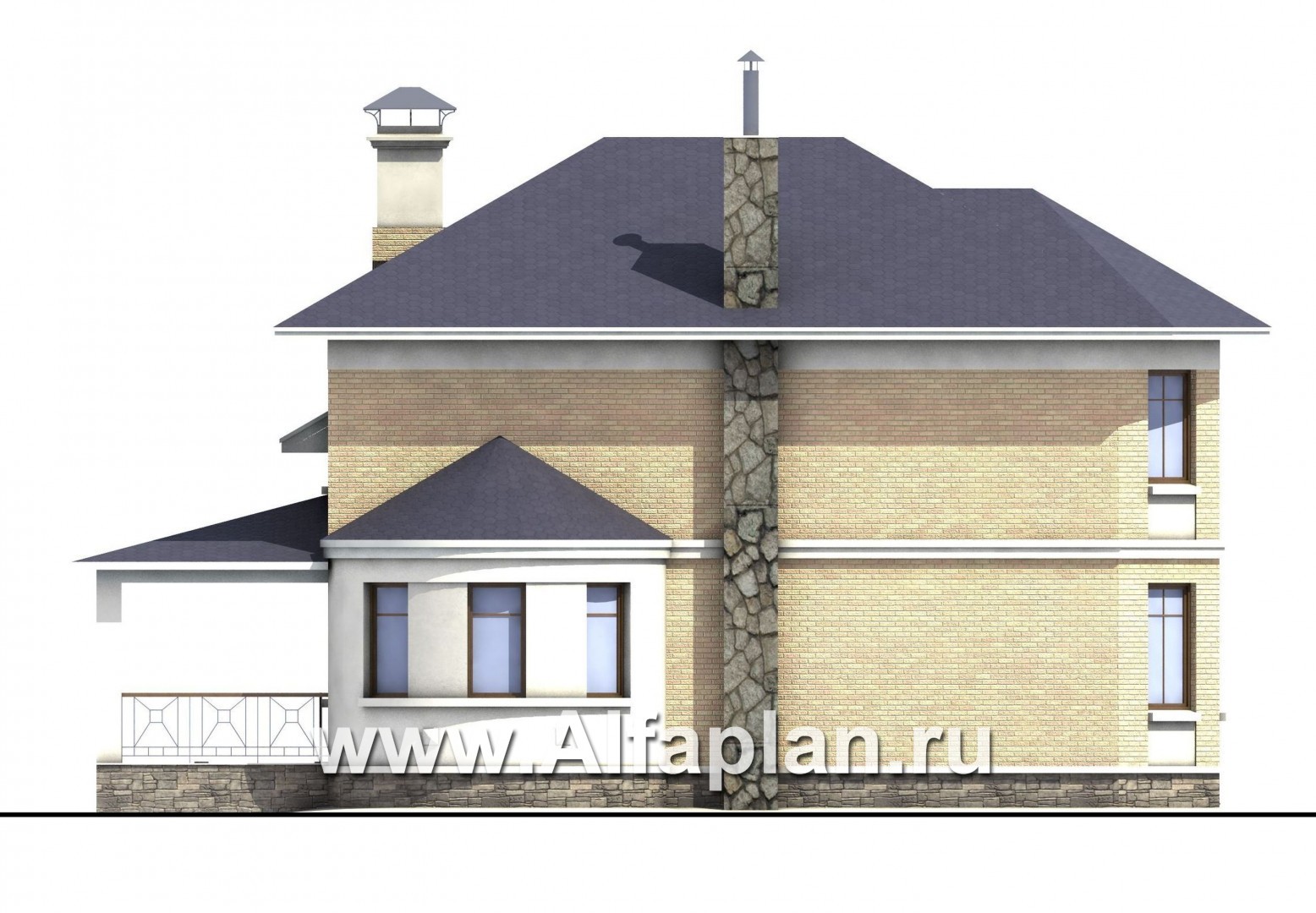 Проекты домов Альфаплан - «Ювенил» - двухэтажный загородный дом - изображение фасада №3
