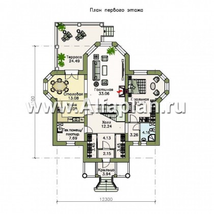Проекты домов Альфаплан - «Ноблесса»  - коттедж в стиле «Петровское барокко» - превью плана проекта №1