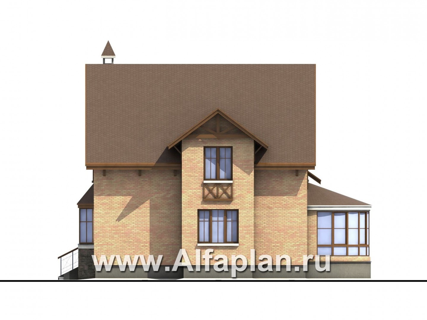 Проекты домов Альфаплан - «Вива Бе» - рациональный дом с навесом для машины - изображение фасада №2