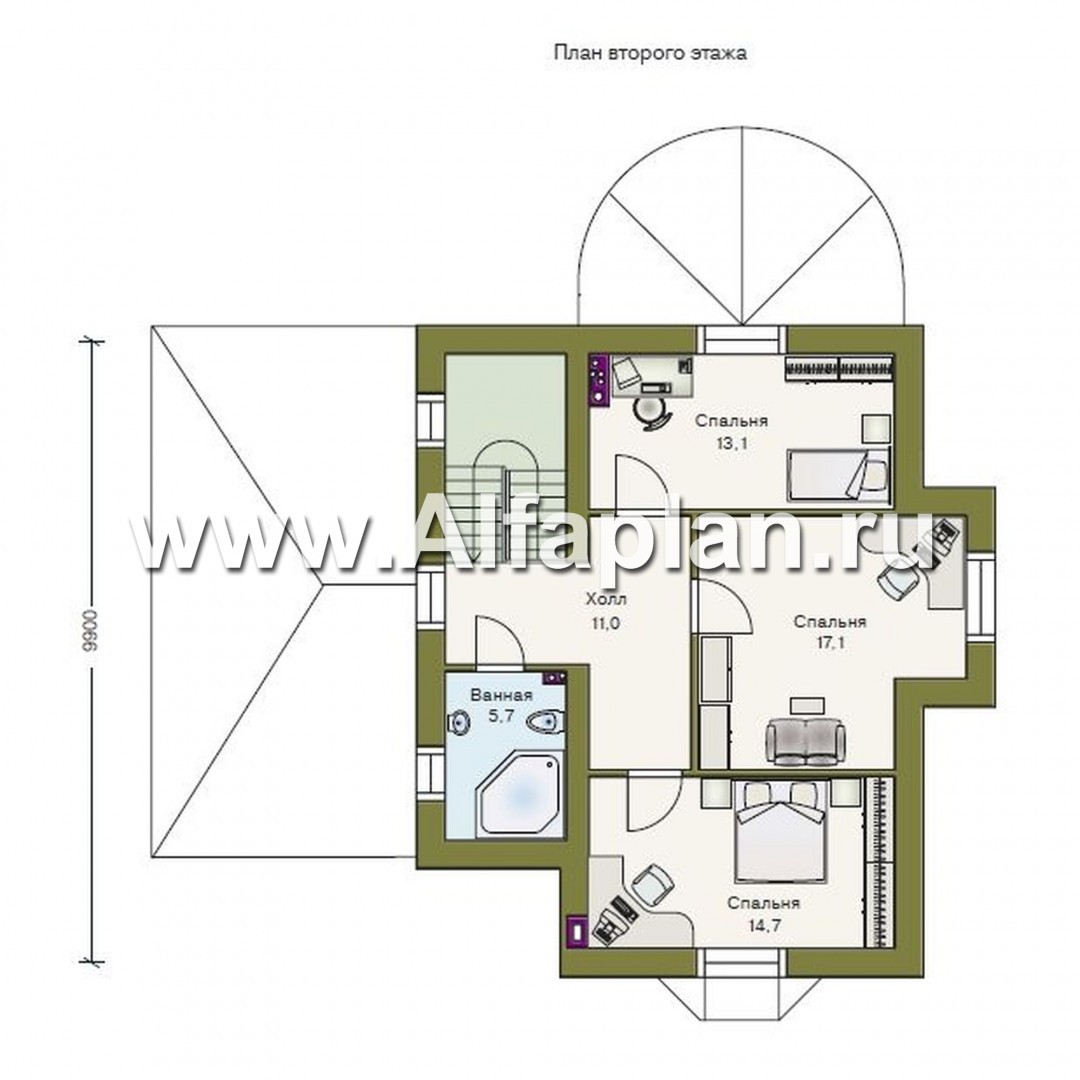 Проекты домов Альфаплан - «Вива Бе» - рациональный дом с навесом для машины - изображение плана проекта №2