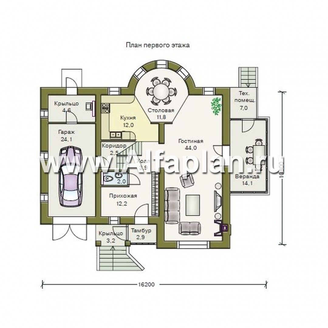Проекты домов Альфаплан - «Суперстилиса» - удобный дом с рациональной планировкой - изображение плана проекта №1