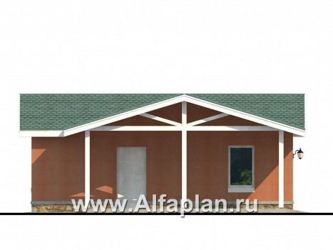 Проекты домов Альфаплан - Закрытый гараж и навес для авто - превью фасада №3