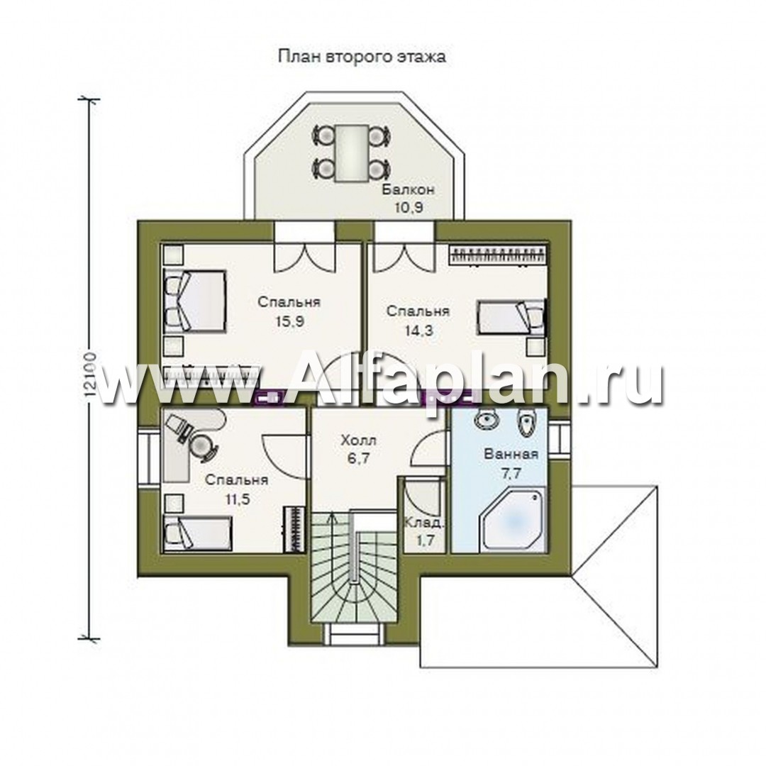 Проекты домов Альфаплан - «Шале Малек» - компактный загородный дом для небольшого участка - изображение плана проекта №2
