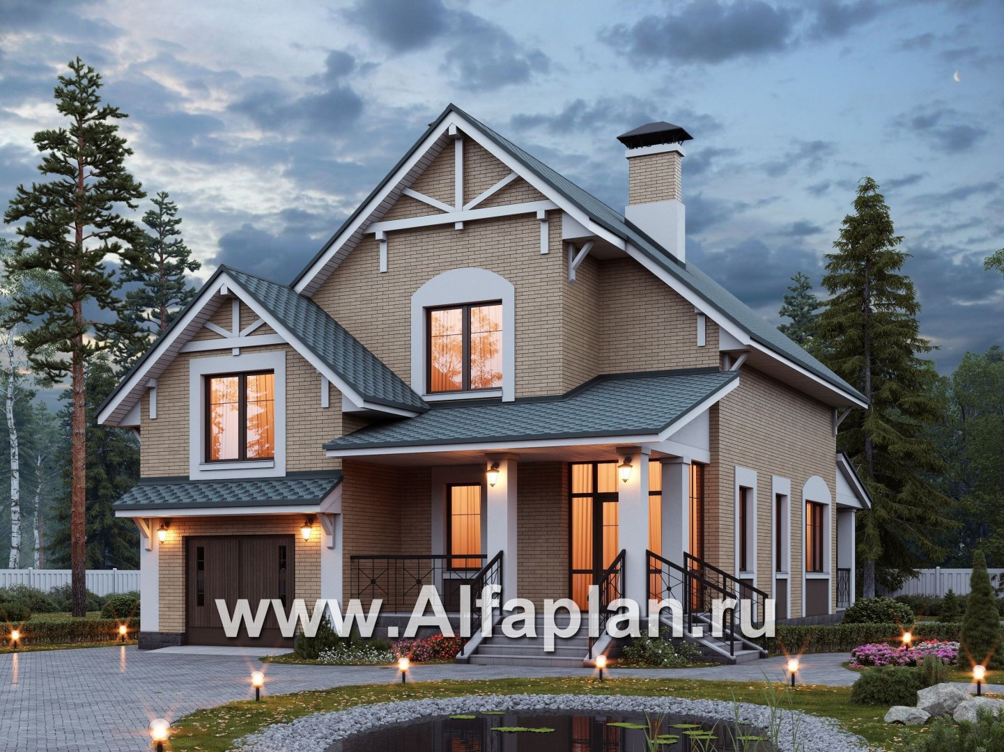 Проекты домов Альфаплан - «Белая ночь» - дом для большой семьи (4 спальни) - основное изображение