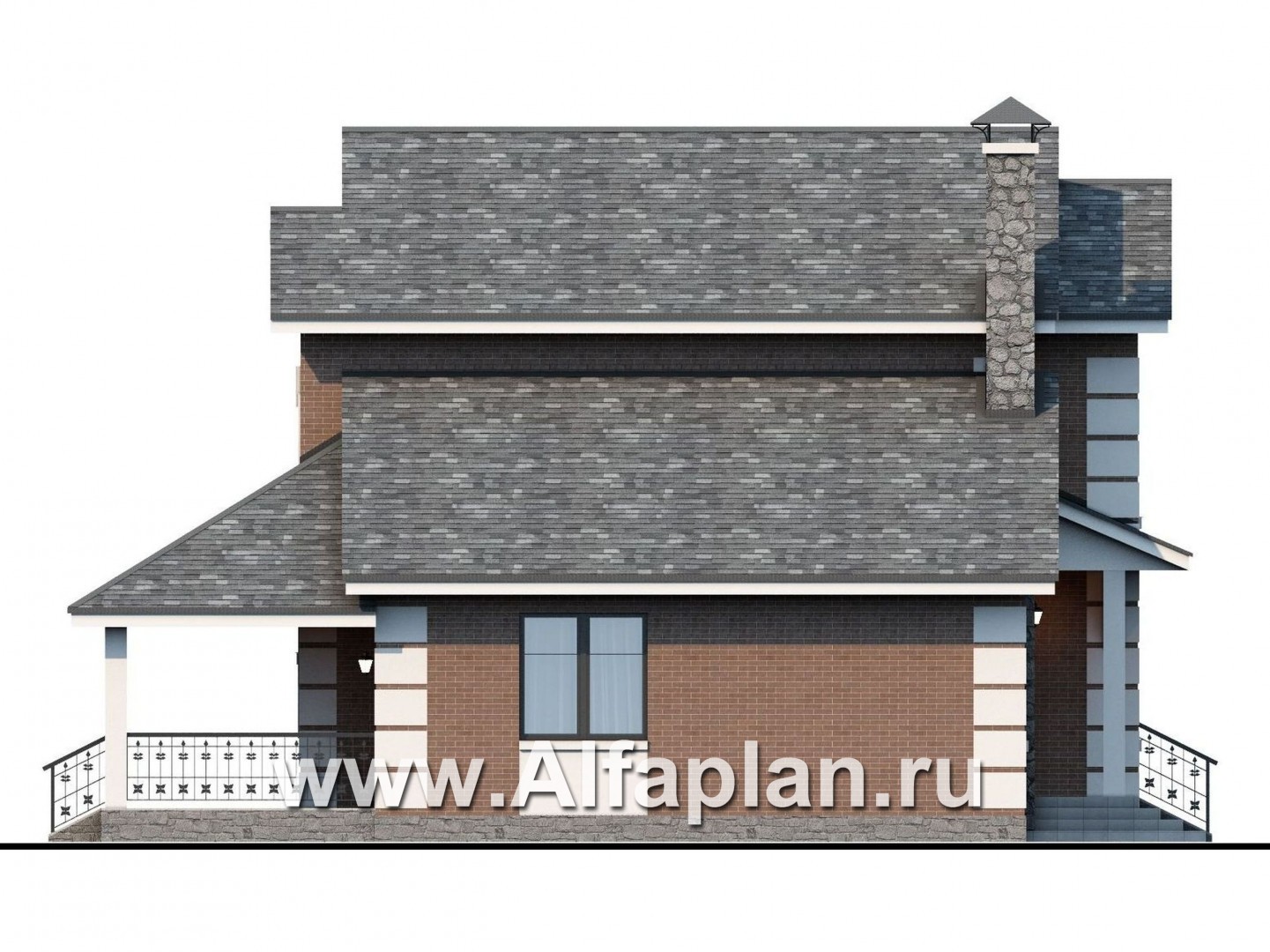 Проекты домов Альфаплан - Кирпичный дом «Прагма» для небольшой семьи - изображение фасада №3