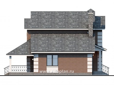 Проекты домов Альфаплан - Кирпичный дом «Прагма» для небольшой семьи - превью фасада №3