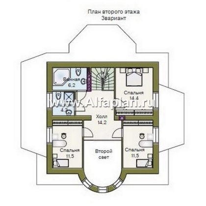 Проекты домов Альфаплан - «Петит» - проект дома с полукруглым эркером - превью плана проекта №4
