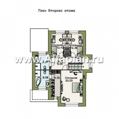 Проекты домов Альфаплан - «Потемкин» - элегантный двуxэтажный коттедж - превью плана проекта №2