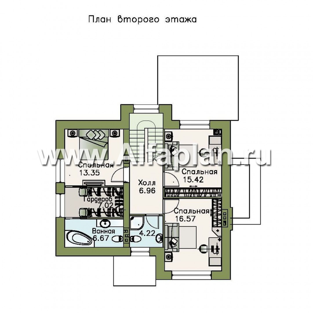 Проекты домов Альфаплан - «Verum»- компактный коттедж с удобным планом - изображение плана проекта №2
