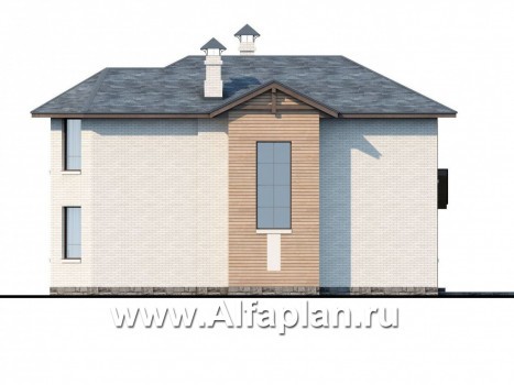 Проекты домов Альфаплан - «Безоблачный край» - коттедж с эркером и навесом для машин - превью фасада №2