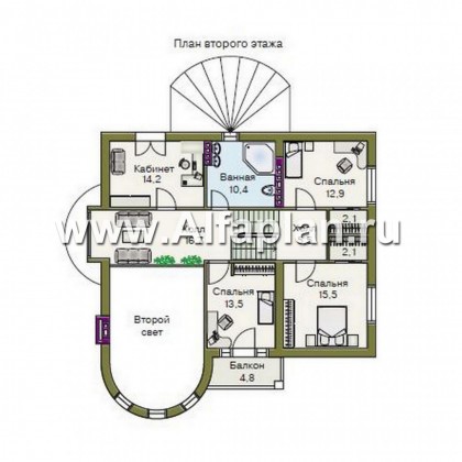«Квентин Дорвард» - проект дома, со вторым светом гостиной, с террасой и с цокольным этажом - превью план дома