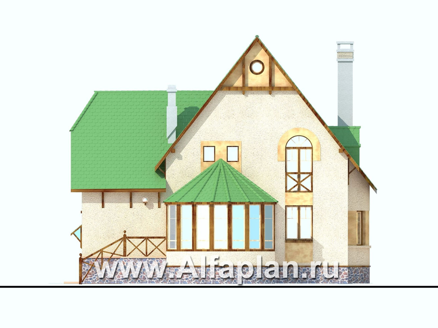 Проекты домов Альфаплан - «5-ая глава» - современный ом в стиле замка для романтиков - изображение фасада №4
