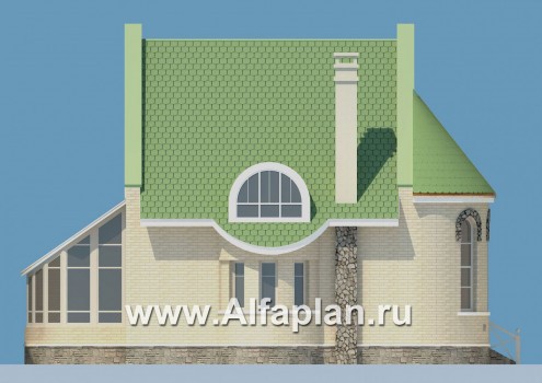 Проекты домов Альфаплан - «Онегин» - представительный загородный дом в стиле замка - превью фасада №3