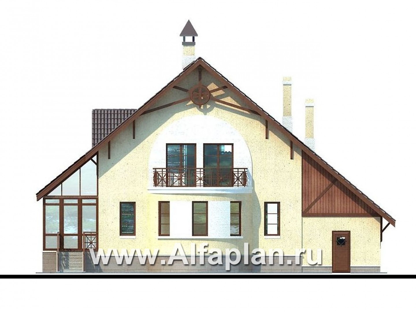 Проекты домов Альфаплан - «Оптимус» - оптимальный коттедж с двускатной кровлей - изображение фасада №4