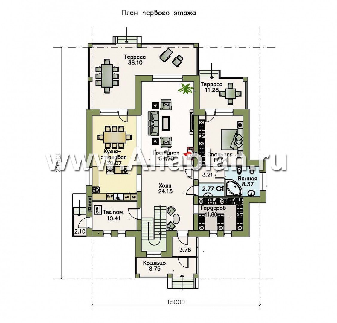 Проекты домов Альфаплан - «Демидов» - респектабельный особняк, в котором есть ВСЕ.... - план проекта №1