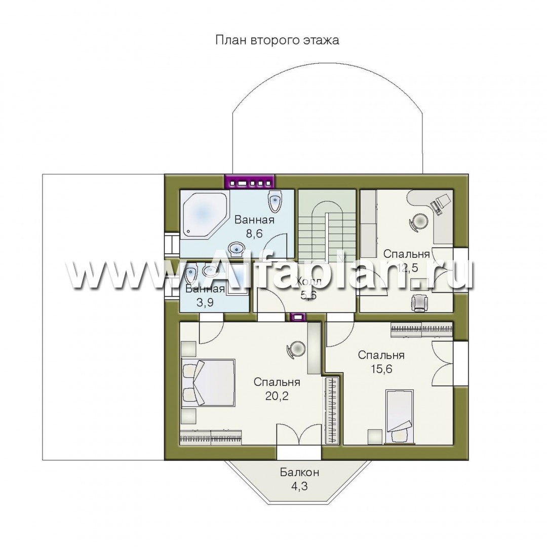 Проекты домов Альфаплан - «Метц» - комфортный загородный  дом - план проекта №2