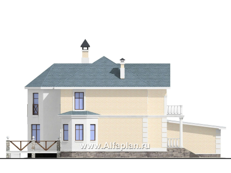 Проекты домов Альфаплан - «Петровское барокко»- двухэтажный коттедж с гаражом на два автомобиля - превью фасада №3