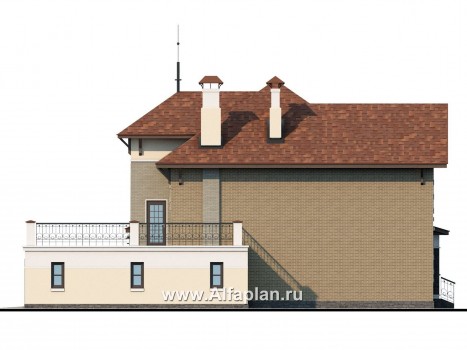 Проекты домов Альфаплан - «Маленький принц»- комфортабельный двухэтажный дом с террасой над гаражом - превью фасада №2