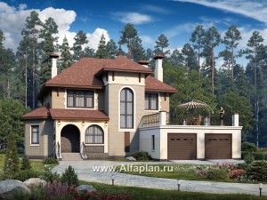 Проекты домов Альфаплан - «Маленький принц»- комфортабельный двухэтажный дом с террасой над гаражом - превью основного изображения