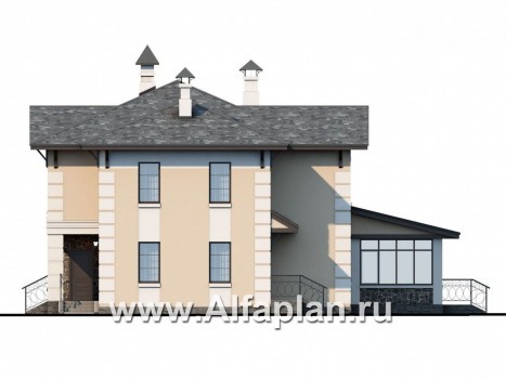 Проекты домов Альфаплан - «Рождествено»- двухэтажный коттедж с большой верандой - превью фасада №2