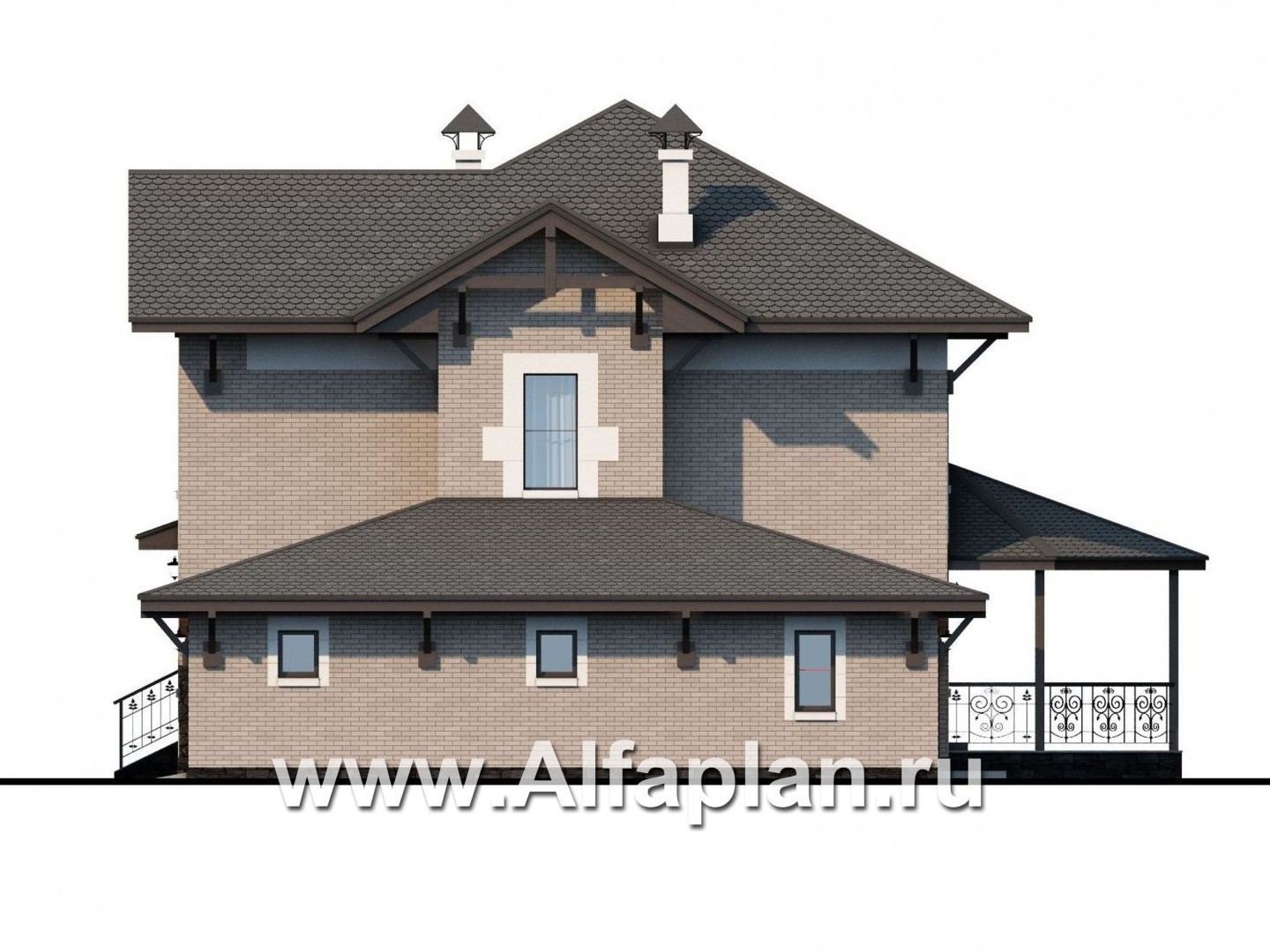 Проекты домов Альфаплан - «Фея сирени» - изящный дом с гаражом - изображение фасада №2