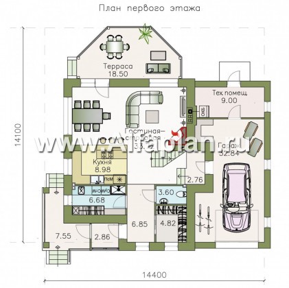 Проекты домов Альфаплан - «Фея сирени» - изящный дом с гаражом - превью плана проекта №1