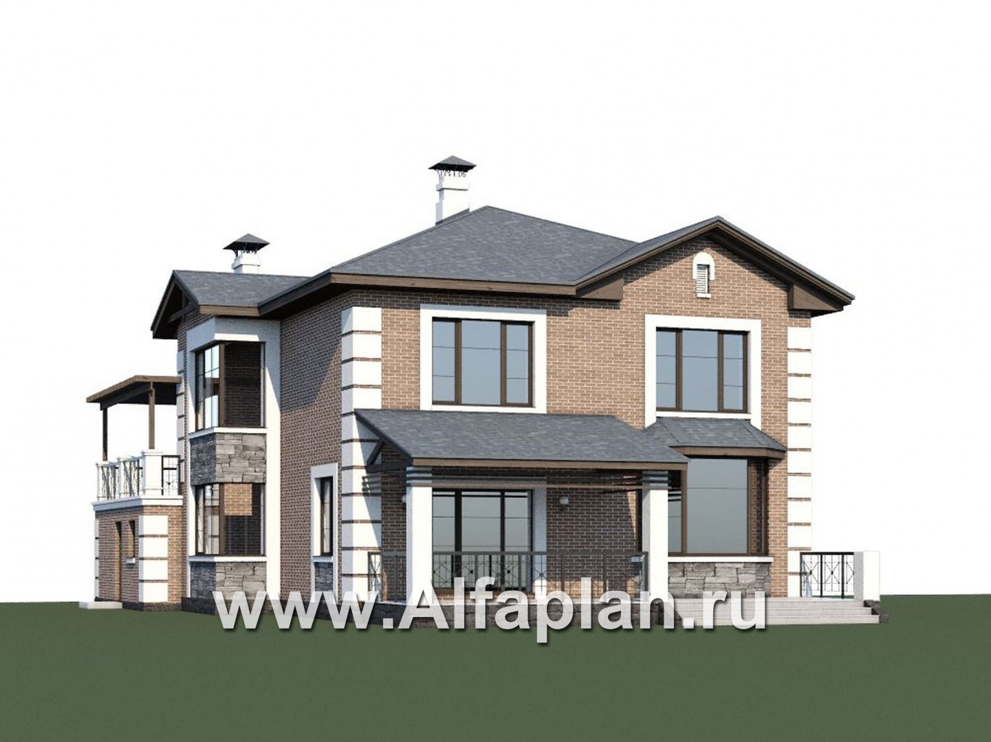 Проекты домов Альфаплан - «Вяземский» - комфортабельный коттедж с террасами для отдыха - дополнительное изображение №1