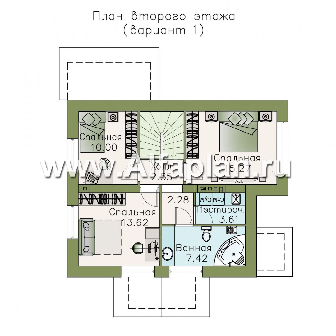 Проекты домов Альфаплан - Кирпичный дом «Боспор» с мансардой - план проекта №2