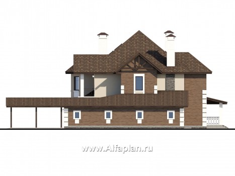 Проекты домов Альфаплан - «Воронцов»- респектабельный коттедж из газобетона с гаражом - превью фасада №2