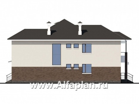 Проекты домов Альфаплан - «Родос» - проект современного двухэтажного дома с гаражом на две машины - превью фасада №3